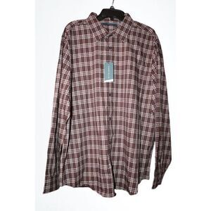 Perry Ellis Rust Print Button Down Shirt